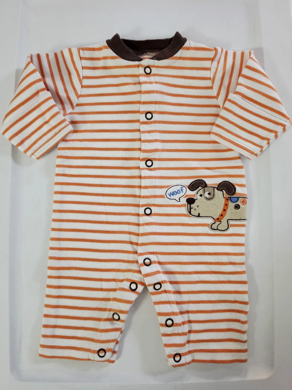 Carter's Orange and White Striped Footie with Puppy Applique